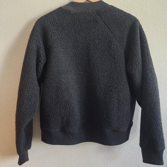 Athleta Sweater Womens Small Black Sherpa Pullover Cozy Fleece Warm Pockets - Picture 8 of 10